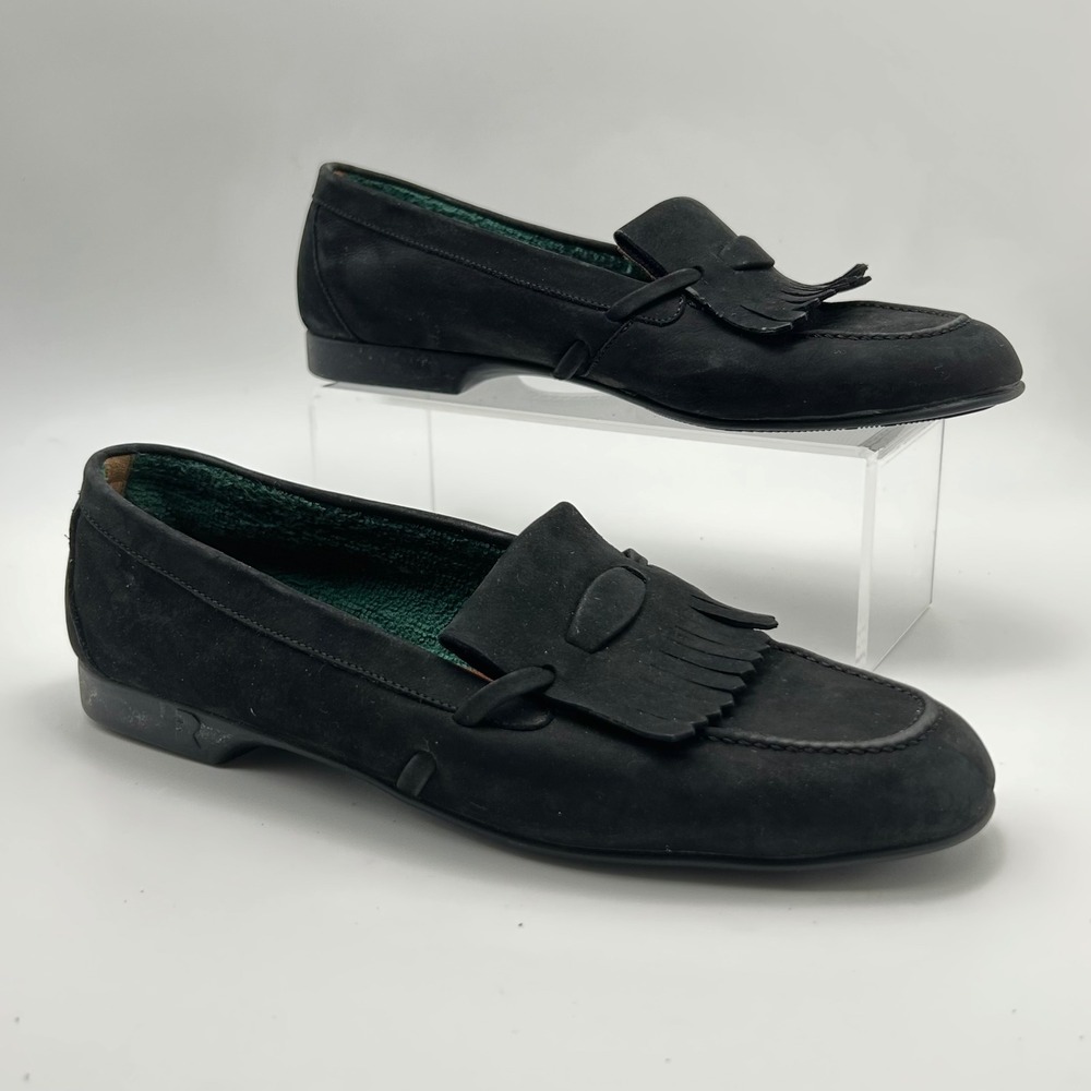 Fratelli Rossetti Yacht Loafers Mens 8.5‎ 39 Black Nubuck Kiltie Tassel Preppy